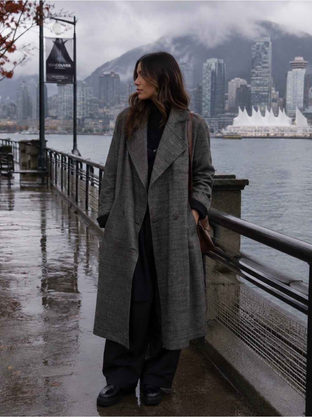 AllSaints Wool Blend Plaid Trench Coat, Size Large